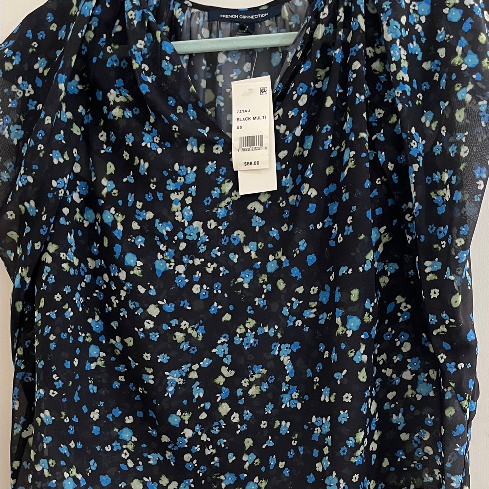 French Connection Women's Floral Blouse - Black and Blue